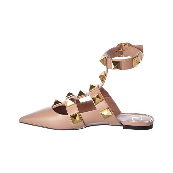 Valentino Roman Stud Leather Ankle Strap Flat - Picture 2 of 5